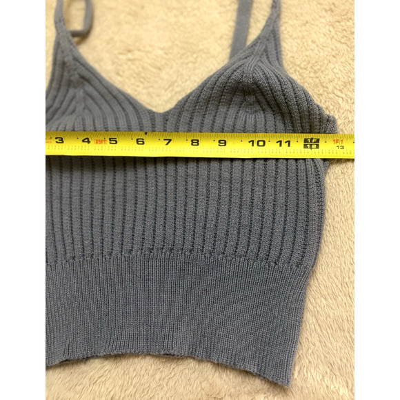 Beceel Knit Crop Top Ribbed Camisole Tee Casual Fashion Women Sz M/L - Picture 5 of 9